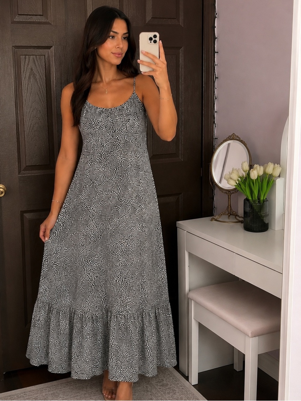 Ava & Viv Black and White Printed Maxi Dress